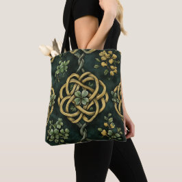 GRÖNT & GULD IRISH CELTIC KNOT MÖNSTER TYGKASSE