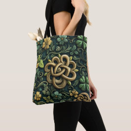 GRÖNT & GULD IRISH CELTIC KNOT MÖNSTER TYGKASSE