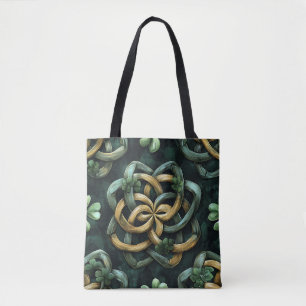 GRÖNT & GULD IRISH CELTIC KNOT MÖNSTER TYGKASSE