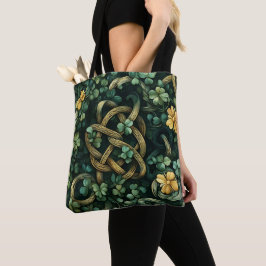 GRÖNT & GULD IRISH CELTIC KNOT MÖNSTER TYGKASSE