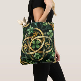 GRÖNT & GULD IRISH CELTIC KNOT MÖNSTER TYGKASSE