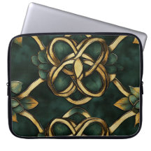 GRÖNT & GULD IRISH CELTIC KNOTS AND SHAMROCKS