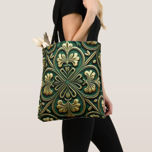 GRÖNT & GULD IRISH CELTIC KNOTS TYGKASSE