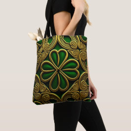 GRÖNT & GULD IRISH CELTIC KNOTS TYGKASSE