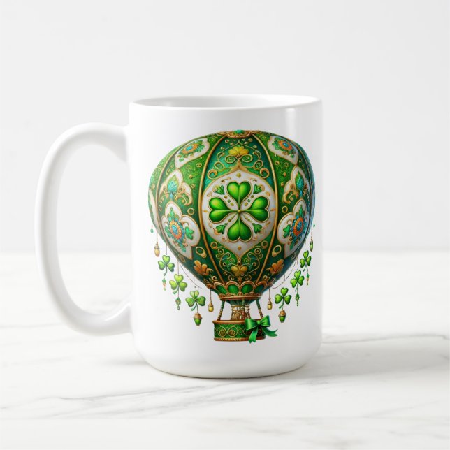 GRÖNT & GULD IRISH THEMED LUFTBALLONG KAFFEMUGG (Vänster)