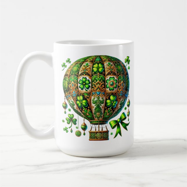 GRÖNT & GULD IRISH THEMED LUFTBALLONG KAFFEMUGG (Vänster)