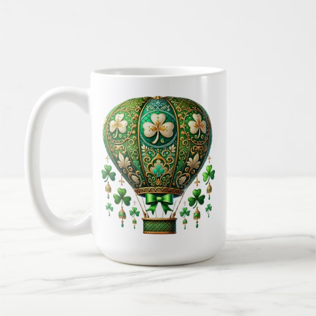 GRÖNT & GULD IRISH THEMED LUFTBALLONG KAFFEMUGG (Vänster)