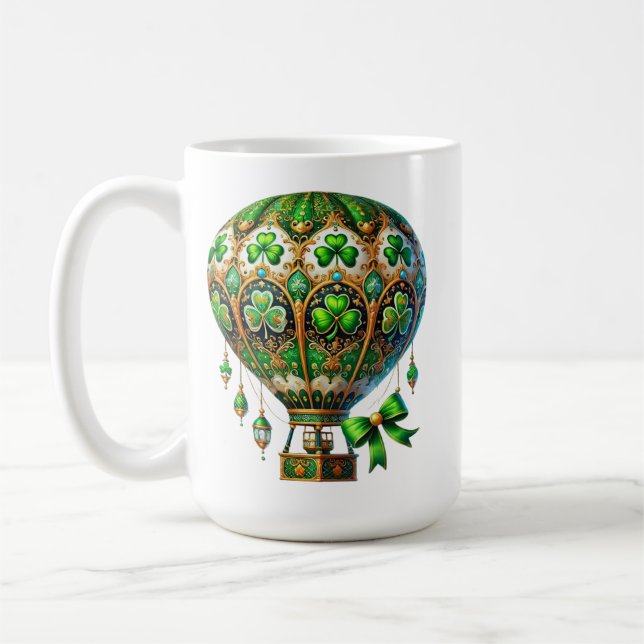 GRÖNT & GULD IRISH THEMED LUFTBALLONG KAFFEMUGG (Vänster)