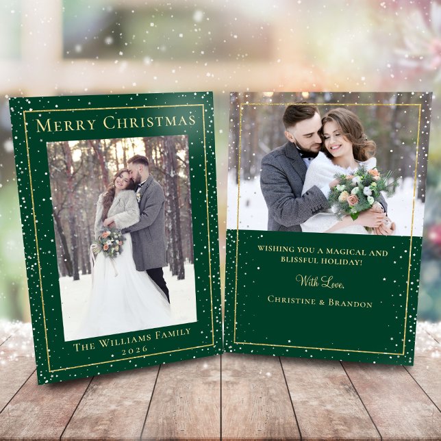 Grönt Guld julsnäcka 2-foto-Helgdag Julkort (Skapare uppladdad)