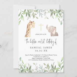 Grönt & Guld Jungle Baptism och födelsedag Inbjudningar