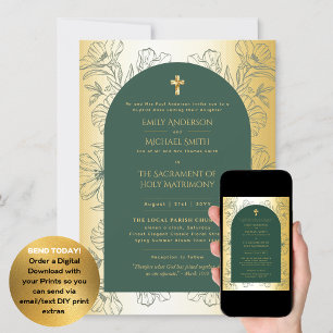 Grönt Guld katolsk nuptialmassa Bröllop Inbjudningar