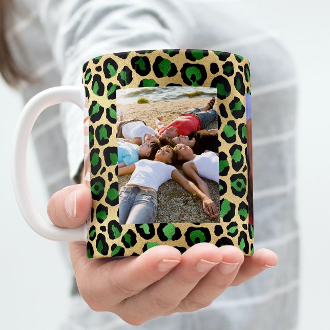 Grönt guld leopard mönster kaffemugg (Skapare uppladdad)
