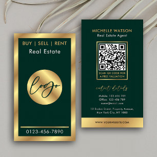 Grönt & Guld Logotyp Chic Notary Real Gods QR Code Visitkort