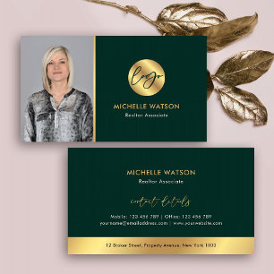 Grönt & Guld Logotyp Elegant Real Gods Notary Phot Visitkort