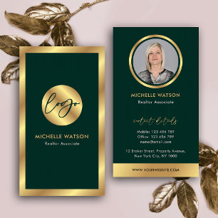 Grönt & Guld Logotyp Modern Lawyer Real Gods Photo Visitkort