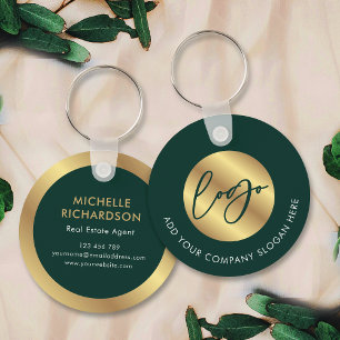 Grönt & Guld Logotyp Real Gods Business Promotive Nyckelring