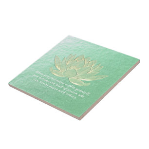 Grönt Guld Lotus Yoga Meditation Instructor Kakelplatta