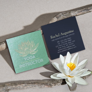 Grönt Guld Lotus Yoga Meditation Reiki-instruktor Fyrkantigt Visitkort