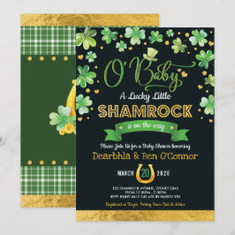 Grönt Guld Lucky Shamrock Baby Shower Chalkboard Inbjudningar
