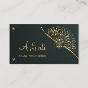Grönt Guld Mandala Elegant Modern Visitkort