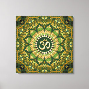 Grönt Guld Mandala om Shanti Geometry Meditation Canvastryck