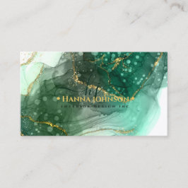Grönt Guld marble Agate Monogram inledande geode Visitkort