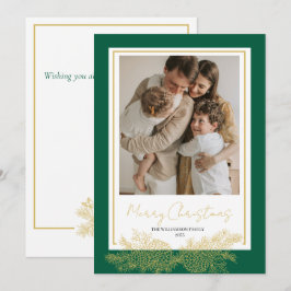 Grönt Guld Modern Elegant-familjens fotomul Julkort