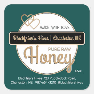 Grönt Guld Modern skribthälsa gjord med Kärlek Fyrkantigt Klistermärke