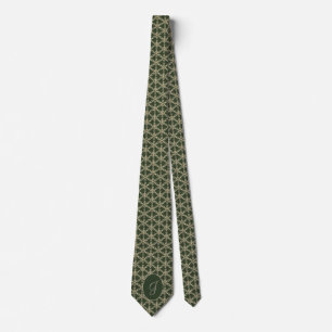 Grönt guld- Monogrammed snöflingormönster för Slips