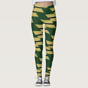 Grönt Guld och marktäckande mönster Leggings