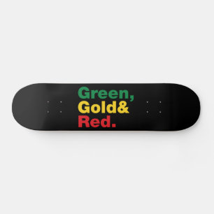 Grönt, Guld och rött. Mini Skateboard Bräda 18,5 Cm