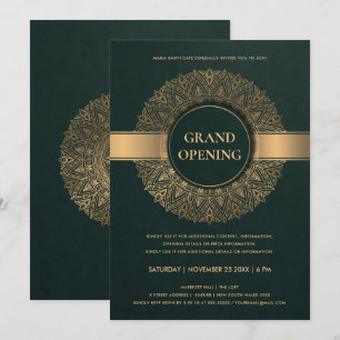 GRÖNT GULD ORNATE CLASSIC MANDALA GRAND OPENING INBJUDNINGAR