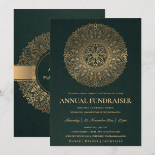 GRÖNT GULD ORNATE MANDALA KORPORATIVT PARTYEVENT INBJUDNINGAR