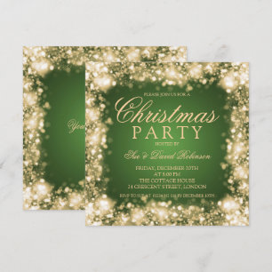 Grönt Guld Party Sparkling Ljus Inbjudningar