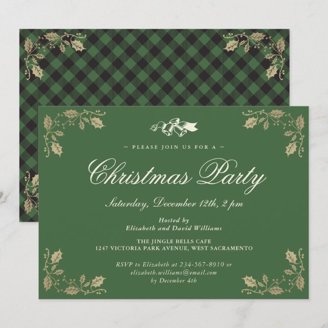 Grönt Guld Play-Julfesten Inbjudningar (Fram/baksida)