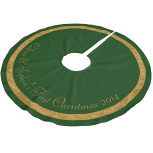 Grönt Guld Ring Personlig Familj par Julgransmatta Borstad Polyester
