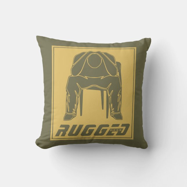 grönt guld Ruggad Man Holding Head | Thinking Man Kudde (Framsida)