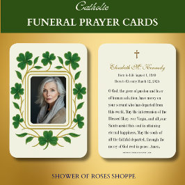 Grönt & Guld Shamrock Irish Funeral Memorial Visitkort