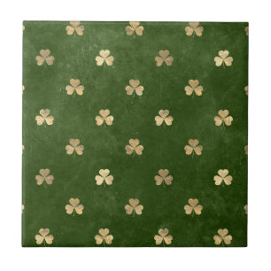 Grönt & Guld Shamrock Mönster Irländska Keramiska  Kakelplatta