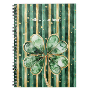 Grönt Guld Shamrock-ränder Anteckningsbok
