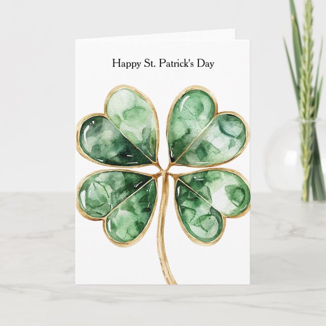 Grönt Guld Shamrock St. Patrick's Day Kort (Framsida)