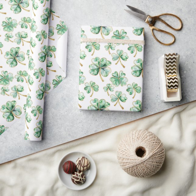 Grönt Guld Shamrock St. Patrick's Day Presentpapper (Hantverk)