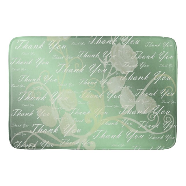 grönt, guld, silver, tack, blommor, blommigt, badrumsmatta (Framsidan)