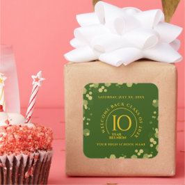 Grönt & Guld skolklass Reunion Fyrkantigt Klistermärke