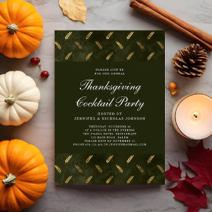 Grönt Guld Skörd Thanksgiving Cocktail Party Inbjudningar