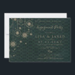 Grönt Guld Snöflingor Winter Förlovningsfest Inbjudningar<br><div class="desc">Inbjudan till Winter Förlovningsfest-Grönt för Snöflingor guld</div>