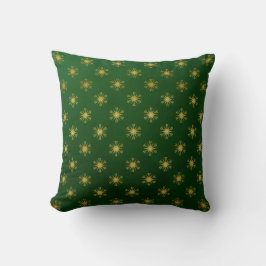 Grönt & Guld Snowflake Cushion Kudde