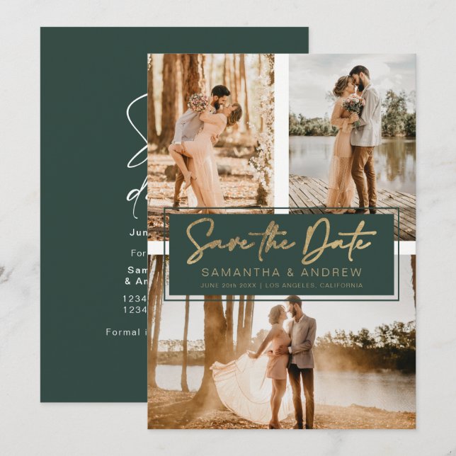 Grönt guld spara datumet 3 för fotostödrastrets so (Fram/baksida)