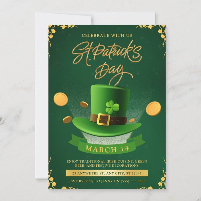 Grönt & Guld St. Patricks dag firande fest Inbjudningar (Framsida)