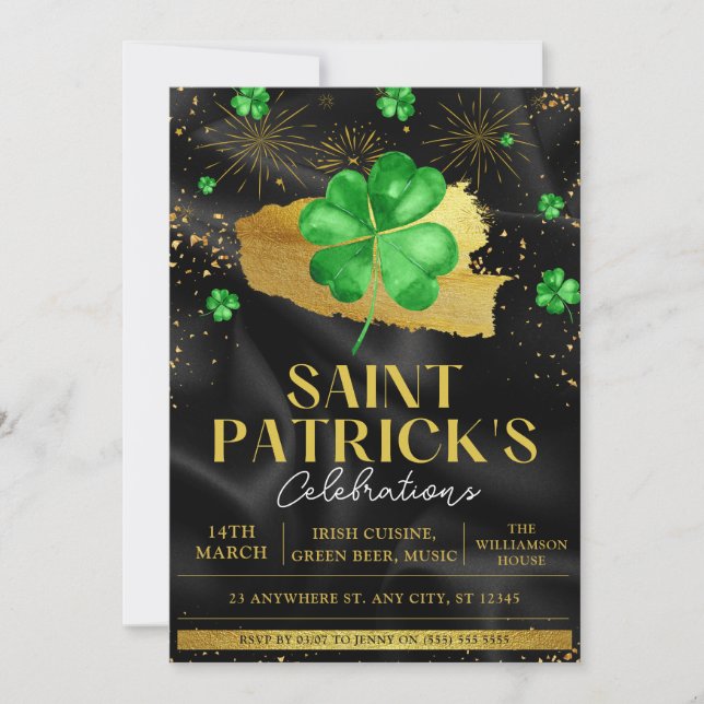 Grönt & Guld St. Patricks dag firande Party I Inbjudningar (Framsida)